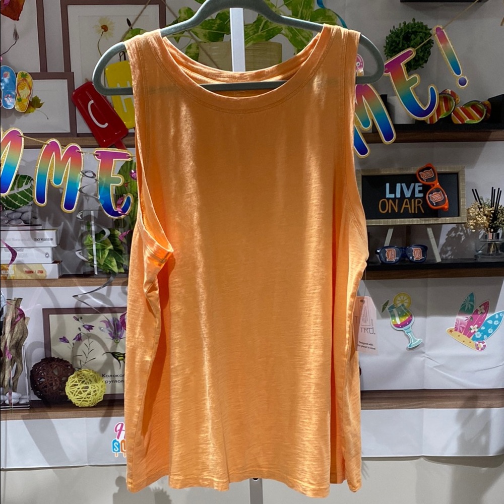 Time and Tru Orange Sleeveless Muscle Tee size XXL. Ptp is 25